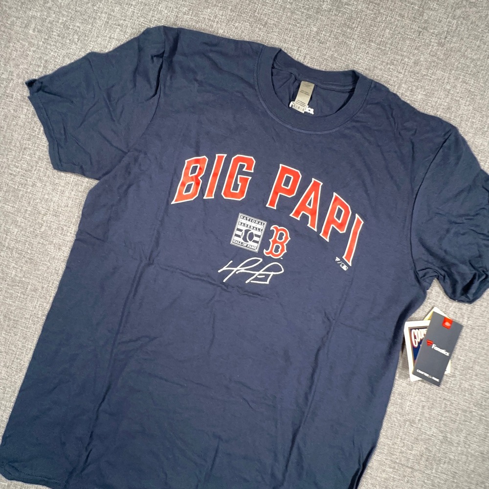 David Ortiz Big Papi Boston Red Sox Shirt Mens Large Navy Blue Fanatics Tee NEW